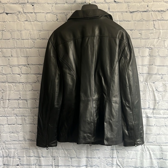 Italian Black Leather Zip Up Jacket Made by CURGÈ size‎ Women’s XL EU 50 NWT W2 - Picture 5 of 8